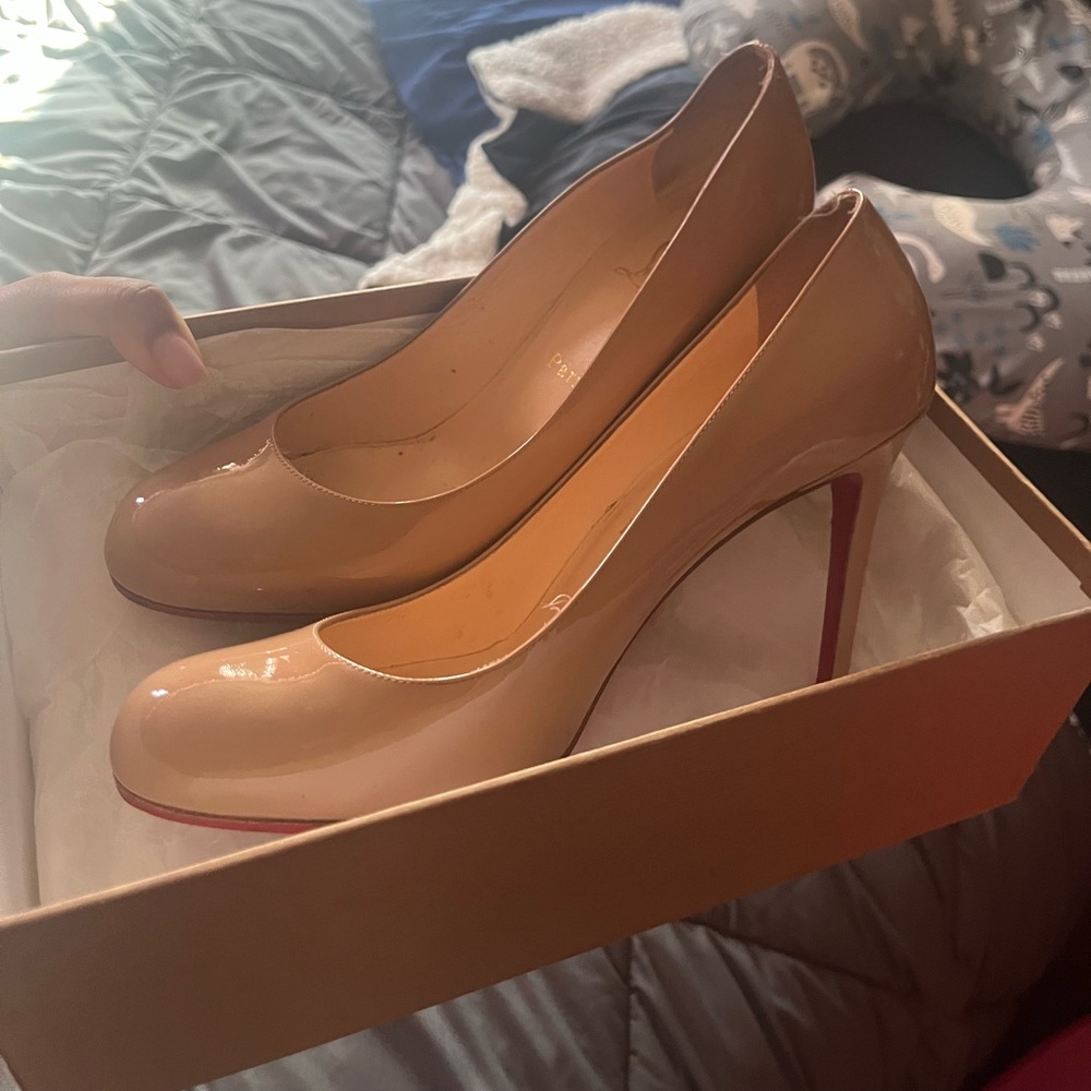 christian louboutin SIMPLE PUMP 100 FATENT CALF NUDE SIZE 40 Women